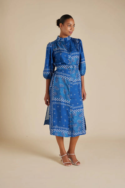 LYON SILK TWILL DRESS IN NAVY