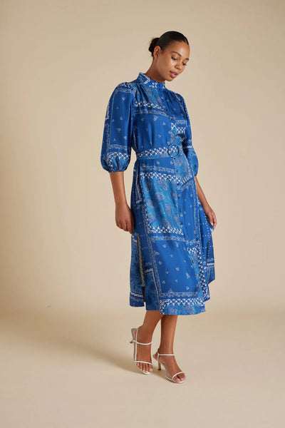 LYON SILK TWILL DRESS IN NAVY