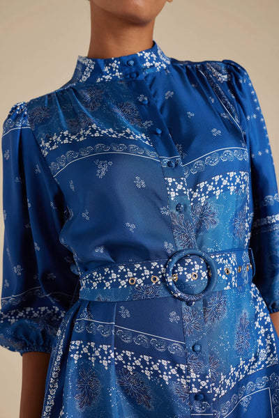 LYON SILK TWILL DRESS IN NAVY