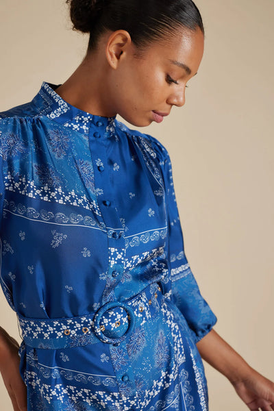 LYON SILK TWILL DRESS IN NAVY