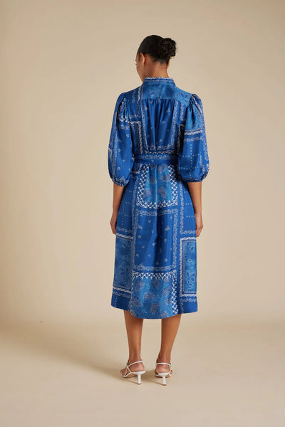 LYON SILK TWILL DRESS IN NAVY