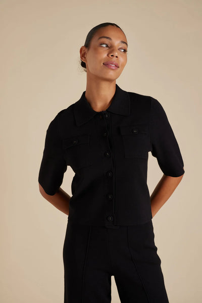 CHELSEA CREPE KNIT JACKET IN BLACK