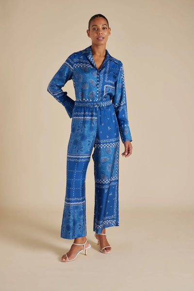 SABRINA SILK TWILL PANT IN NAVY