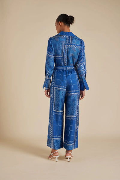 SABRINA SILK TWILL PANT IN NAVY