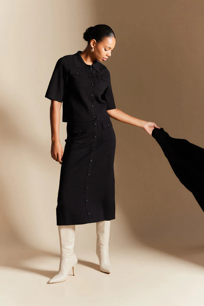 CHELSEA CREPE KNIT JACKET IN BLACK