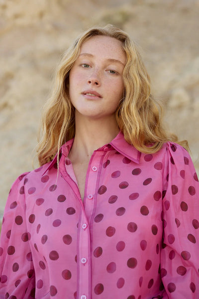 Vivian Blouse in Orchid Dot