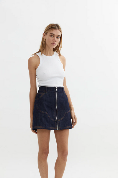 Quinn Mini Skirt in Denim