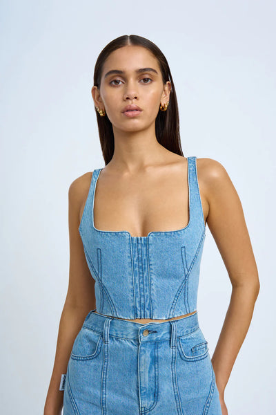 BLUE JEAN BEAUTY BUSTIER