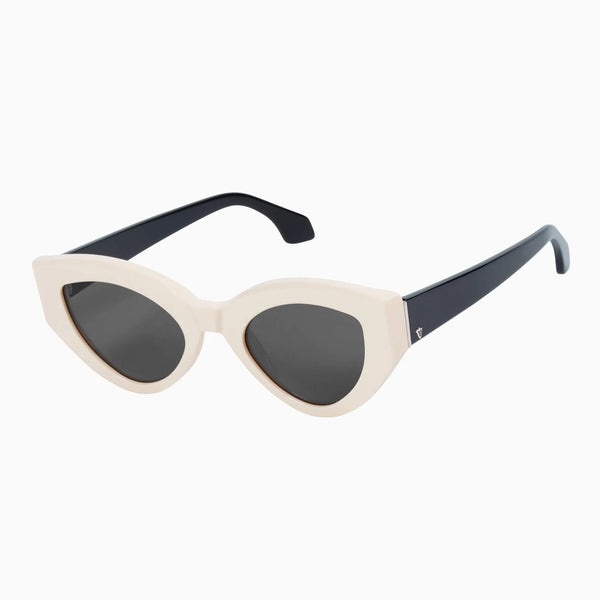 Bones- Cream Face Black Temples w. Silver Metal Trim / Black Lens