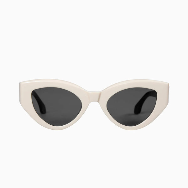 Bones- Cream Face Black Temples w. Silver Metal Trim / Black Lens