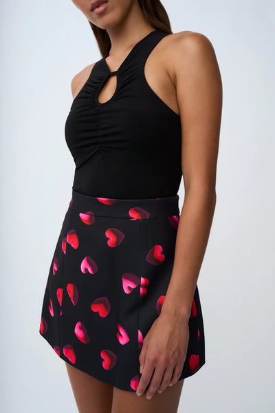 BUBBLE HEART MINI SKIRT - BLACK RED PINK
