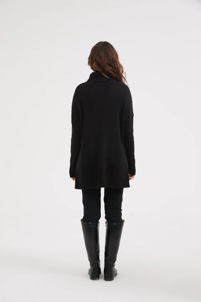 BOXY ROLL NECK KNIT- BLACK