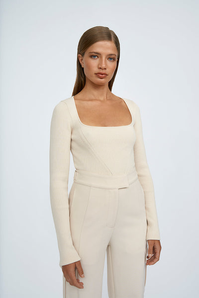 COBIE KNIT TOP - SAND