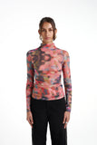 LS RUCHED HIGH NECK TOP - CHAMO