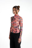 LS RUCHED HIGH NECK TOP - CHAMO