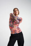 LS RUCHED HIGH NECK TOP - CHAMO