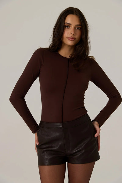 Nia Longsleeve Top - Dark Truffle