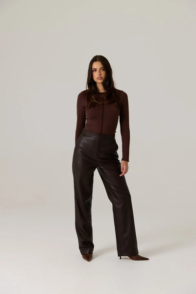 Nia Longsleeve Top - Dark Truffle