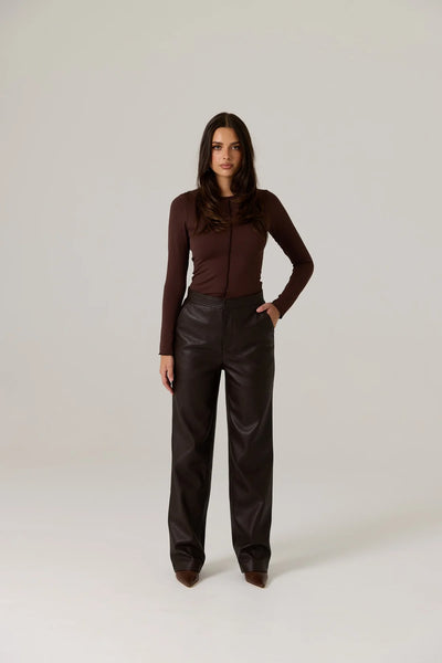 Nia Longsleeve Top - Dark Truffle