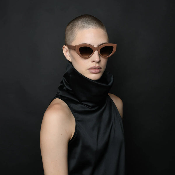 Bones- Ash Rose w. Black Metal Trim / Brown Gradient Lens