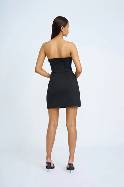 ENCHANTED BLOOMS STRAPLESS MINI DRESS - BLACK