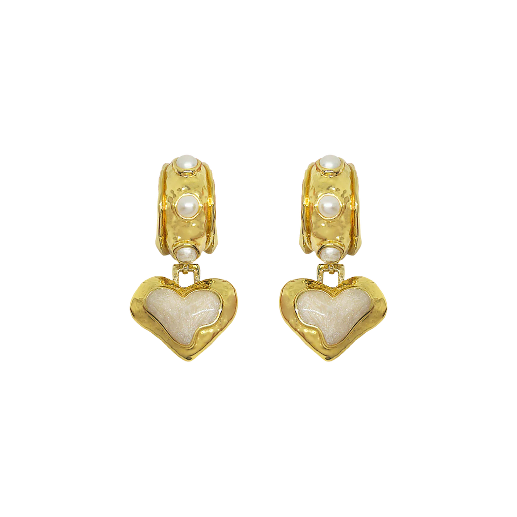 Elena Earrings | Gold Pearl