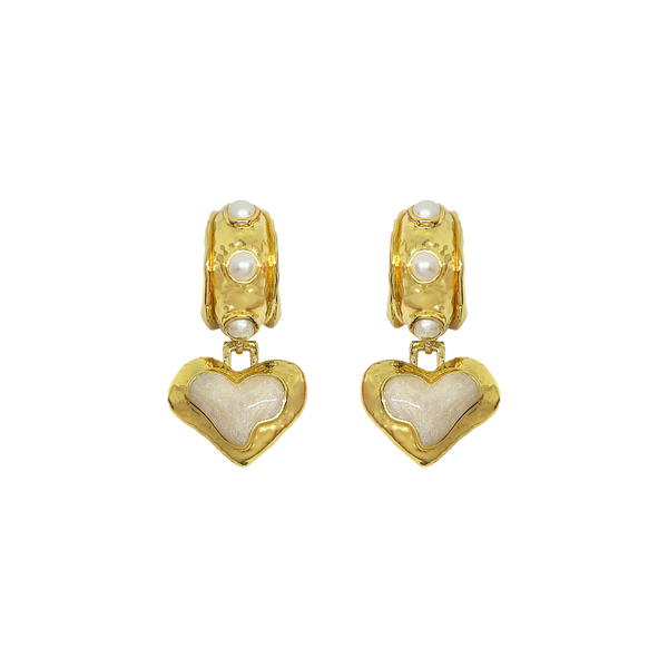 Elena Earrings | Gold Pearl