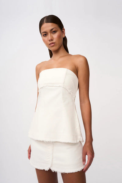 EMBER DENIM BODICE TOP- IVORY DENIM