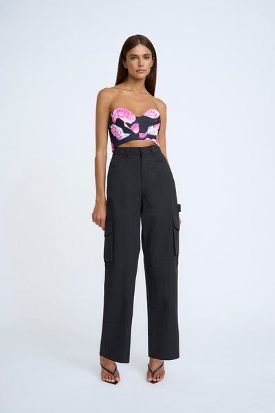 FEMME WIDE LEG CARGO PANT - BLACK