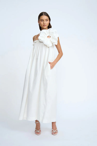 FLORA PIPE SUN DRESS - IVORY