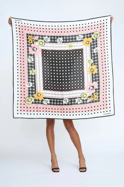 GOLDEN FLORAL SCARF - BLACK PINK FLORAL