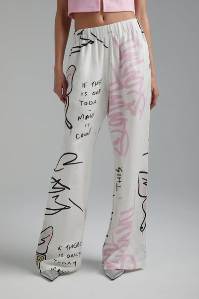 LINEN PANTS- GRAFFITI BUTTERFLY