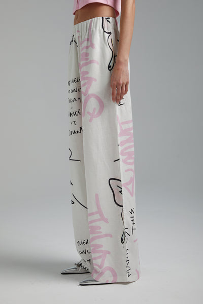 LINEN PANTS- GRAFFITI BUTTERFLY