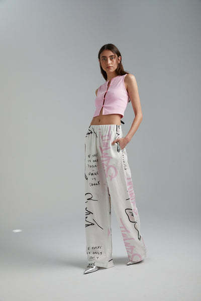 LINEN PANTS- GRAFFITI BUTTERFLY