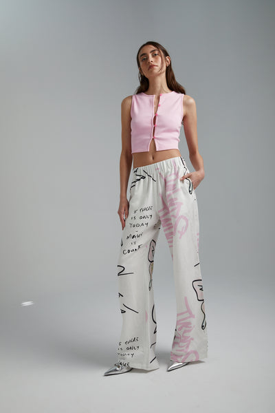LINEN PANTS- GRAFFITI BUTTERFLY