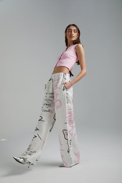 LINEN PANTS- GRAFFITI BUTTERFLY