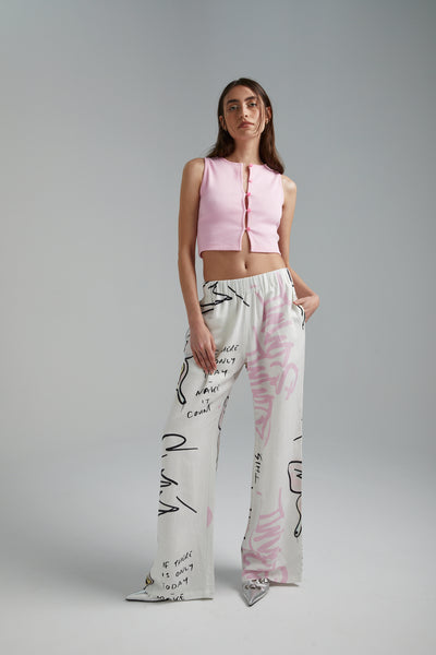 LINEN PANTS- GRAFFITI BUTTERFLY