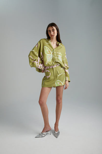 SKORT GRAFITTI BUTTERFLY KHAKI