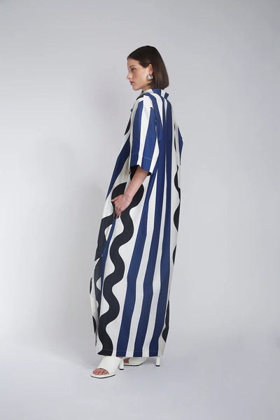 DANTAS SHIFT SHIRT DRESS- SWIGGLE PRINT SILK COTTON VOILE