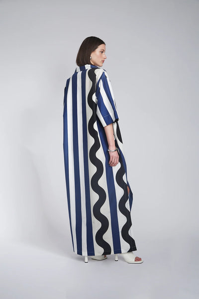 DANTAS SHIFT SHIRT DRESS- SWIGGLE PRINT SILK COTTON VOILE