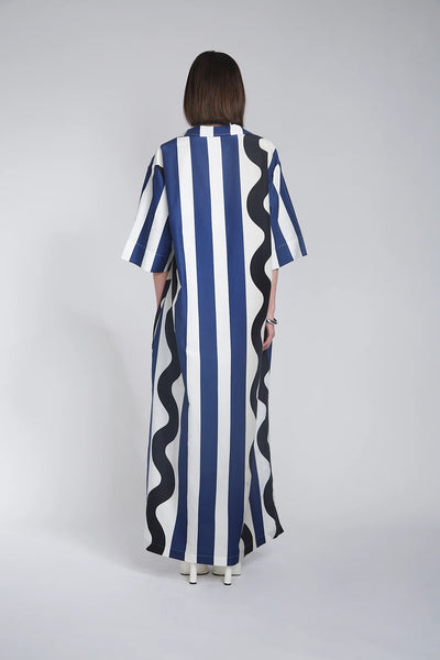 DANTAS SHIFT SHIRT DRESS- SWIGGLE PRINT SILK COTTON VOILE