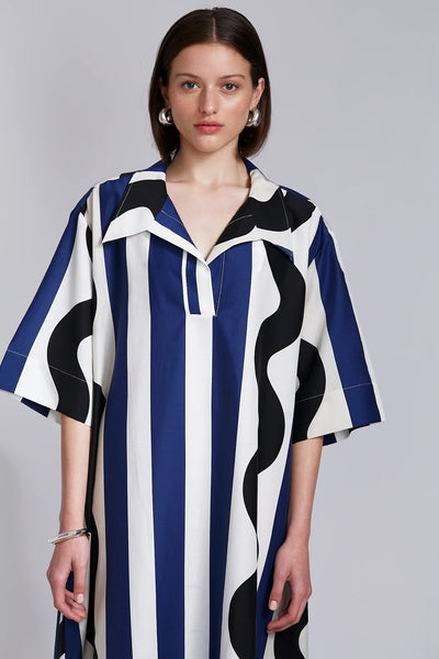 DANTAS SHIFT SHIRT DRESS- SWIGGLE PRINT SILK COTTON VOILE