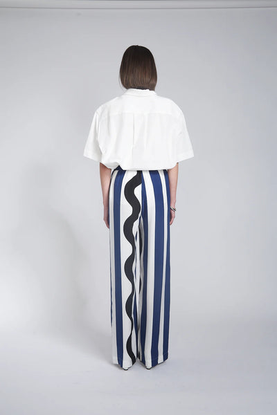 QUINN DRAWSTRING PANT SWIGGLE PRINT SILK SATIN