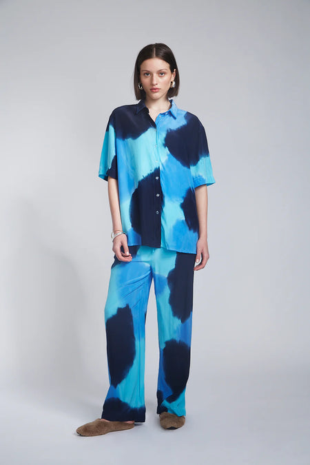 MARGO LONG SHIFT DRESS- TEAL BLUE