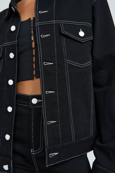 JOHNNY JEAN JACKET - BLACK WHITE