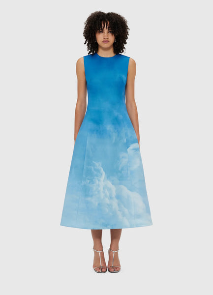 Cleo Sleeveless Midi Dress - Aerial Print