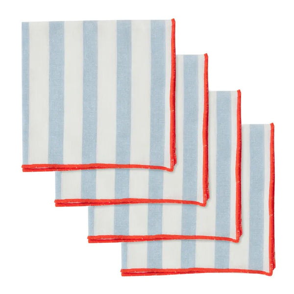 LUNA S/4 COTTON NAPKINS SKY/RED