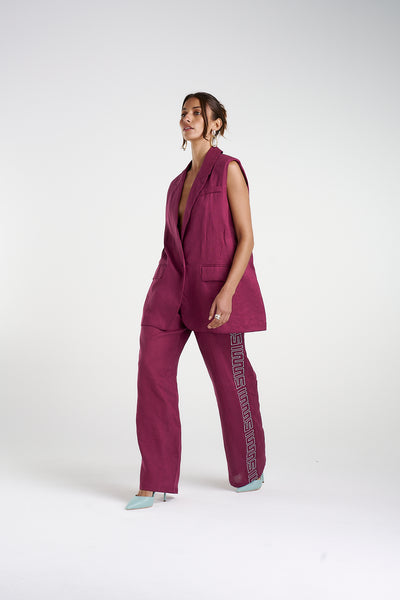Sleeveless Blazer- Plum