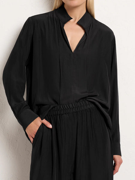 BEVEL NECK SHIRT- COAL