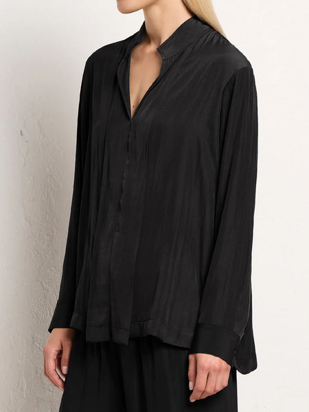 BEVEL NECK SHIRT- COAL